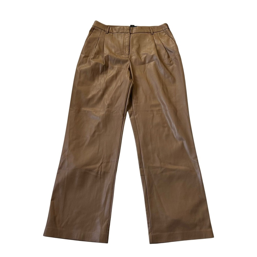 House of Harlow 1960 Camel Wide Leg Faux Leather Pants Women's Size 12 | 0230-3